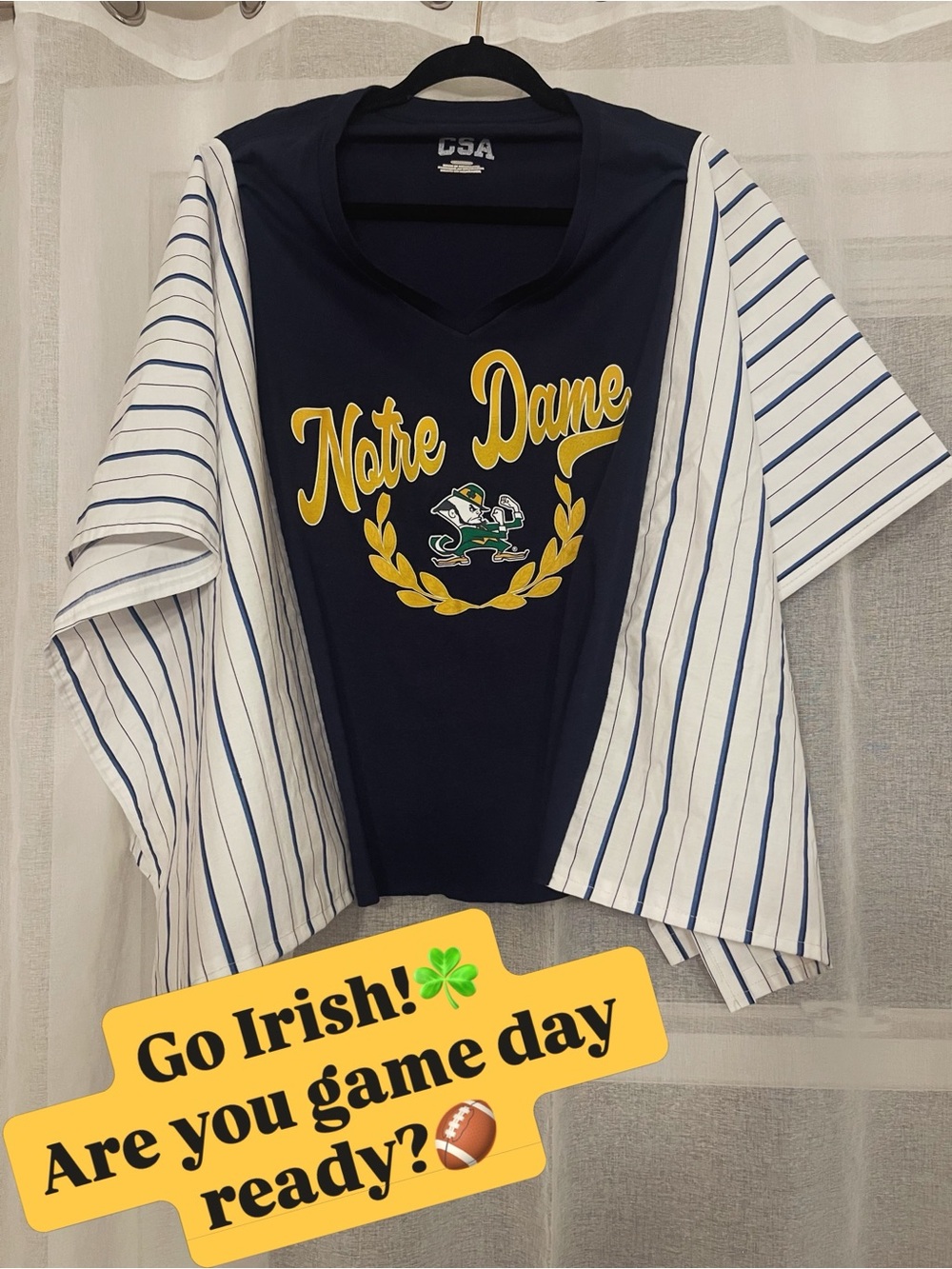 Women’s Notre Dame T-shirt poncho. One of a kind.